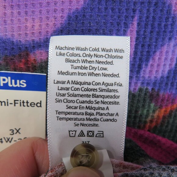 Terra Sky Shirt Womens Size 3X Floral Long Sleeve Thermal Henley Top New - Picture 6 of 9